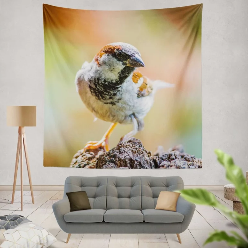 Sparrow Close-Up Charm Tiny Marvel Wall Hanging Tapestry