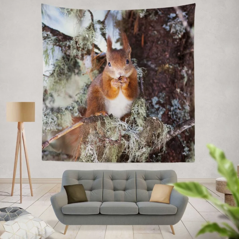 Squirrel Curious Essence Rodent World Wall Hanging Tapestry