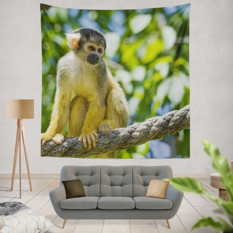 Squirrel Monkey Acrobatic Charm Wall Hanging Tapestry