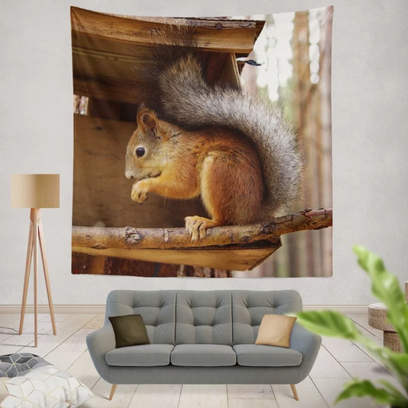 Squirrel Playful Antics Nature Joy Wall Hanging Tapestry