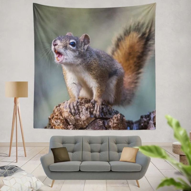 Squirrel Playful Garden Visitor Wall Hanging Tapestry