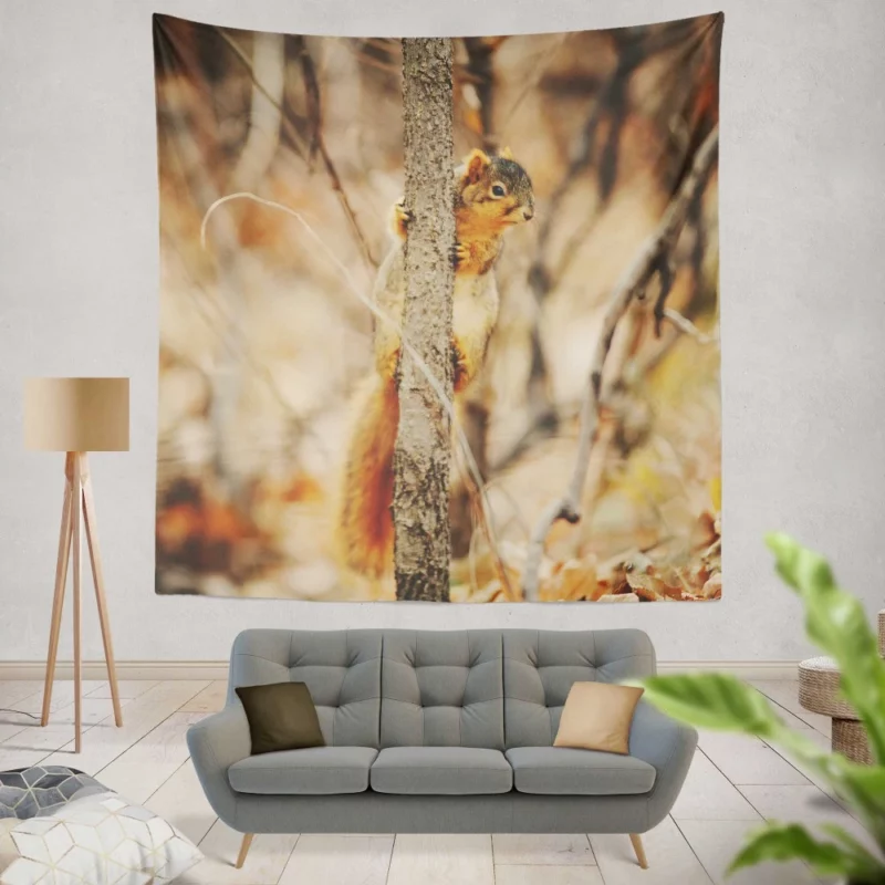 Squirrel Rodent Adventures Nature Whimsy Wall Hanging Tapestry