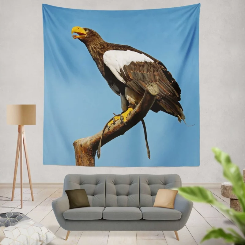 Steller Sea Eagle Arctic Perch Majestic Bird Wall Hanging Tapestry