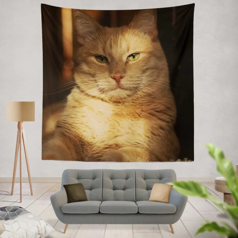 Striking Cat Stare Wall Hanging Tapestry