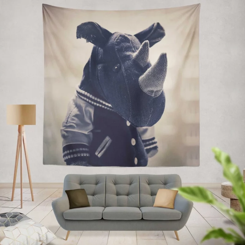 Stuffed Rhino Majestic Plush Wonder Wall Hanging Tapestry