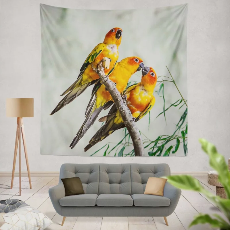 Sun Parakeet Tropical Charm Colorful Parrot Wall Hanging Tapestry