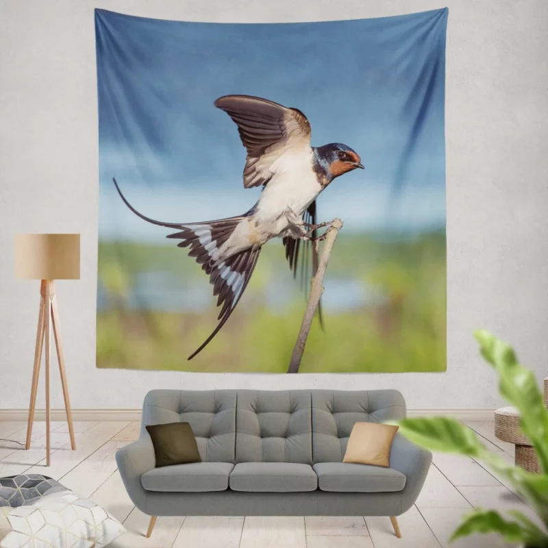 Swallow Aerial Dance Whimsical Flight Wall Hanging Tapestry