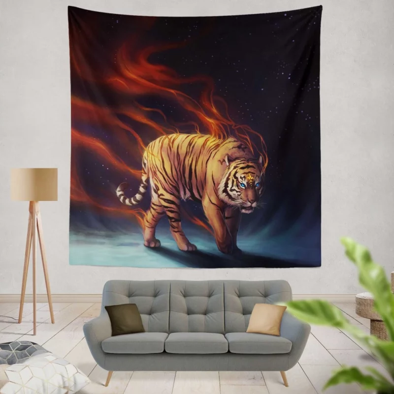 Tiger Bold Presence Untamed Majesty Wall Hanging Tapestry