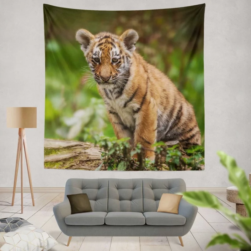 Tiger Cub Playful Charm Wilderness Joy Wall Hanging Tapestry