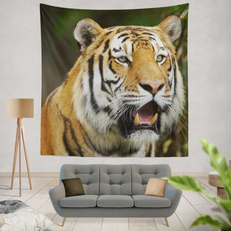 Tiger Enigmatic Gaze Wilderness Majesty Wall Hanging Tapestry