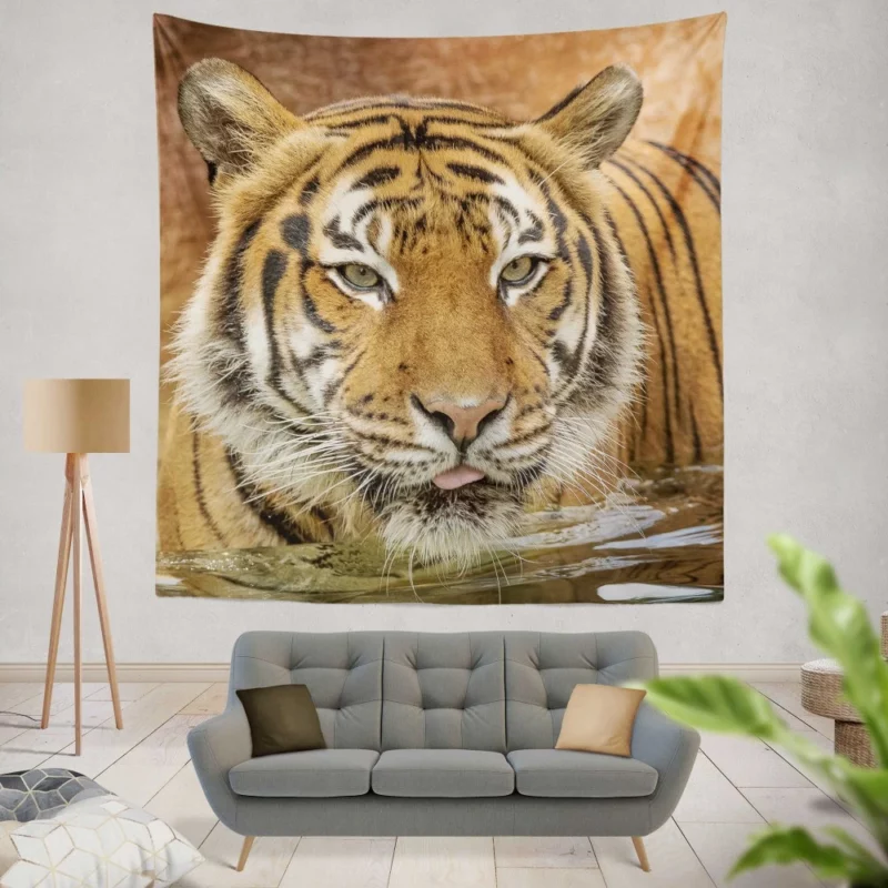 Tiger Enigmatic Stare Fierce Intrigue Wall Hanging Tapestry