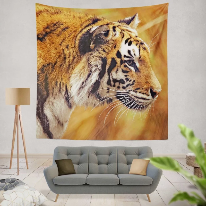 Tiger Fierce Gaze Dominant Predator Wall Hanging Tapestry