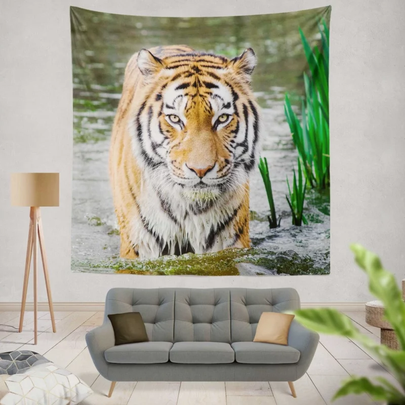 Tiger Fierce Gaze Majestic Wildness Wall Hanging Tapestry