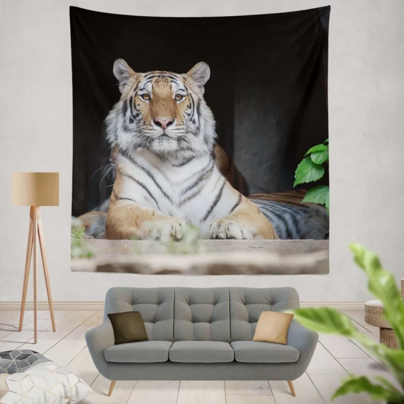 Tiger Fierce Gaze Wild Intrigue Wall Hanging Tapestry