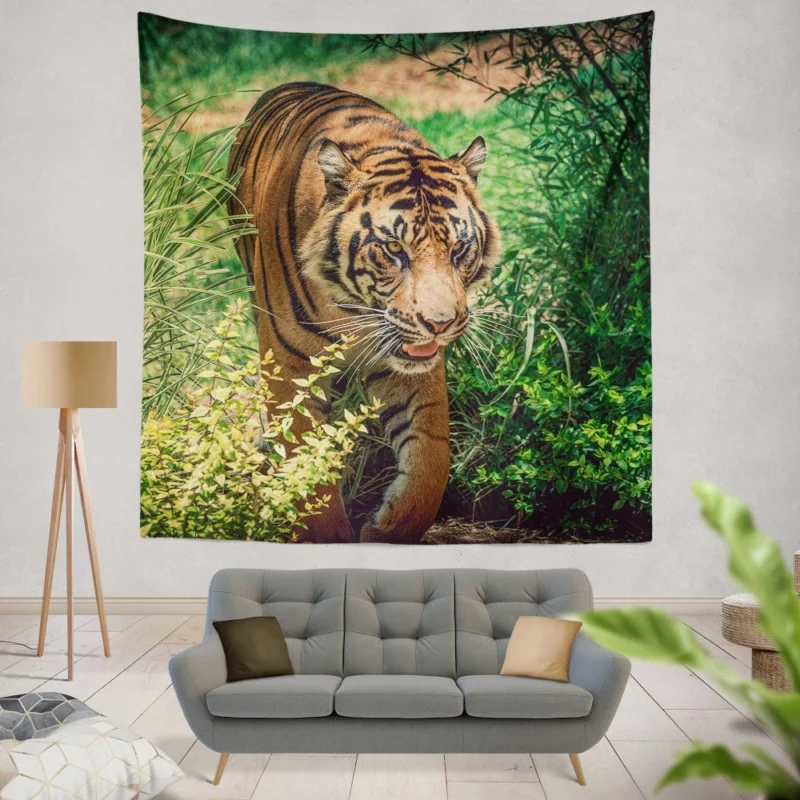 Tiger Fierce Stare Wild Intrigue Wall Hanging Tapestry