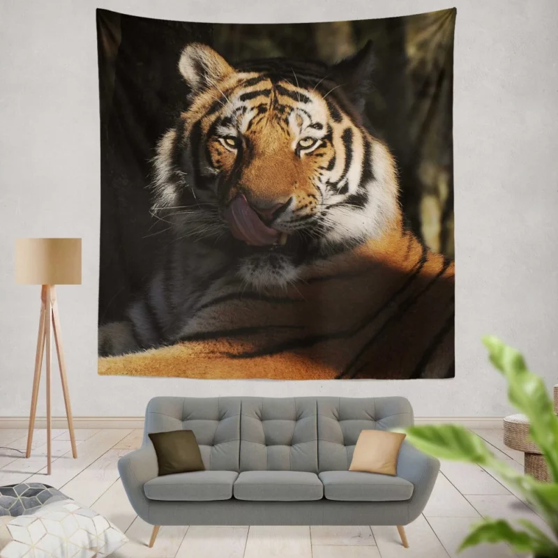 Tiger Fierce Stare Wilderness Intrigue Wall Hanging Tapestry