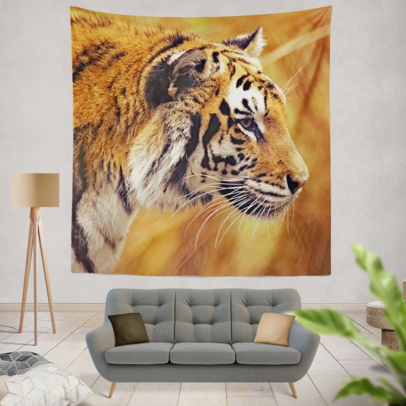 Tiger Intense Stare Wild Intrigue Wall Hanging Tapestry