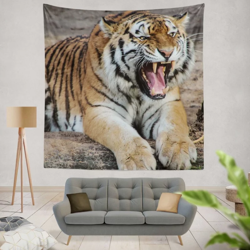 Tiger Mighty Roar Wild Majesty Wall Hanging Tapestry