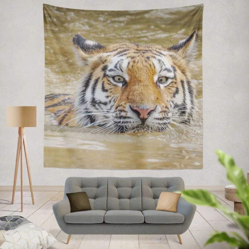 Tiger Reflective Stare Enigmatic Wonder Wall Hanging Tapestry