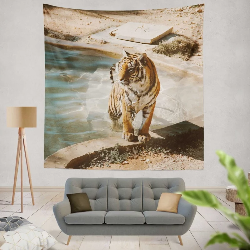 Tiger Relaxation Poolside Serenity Wall Hanging Tapestry