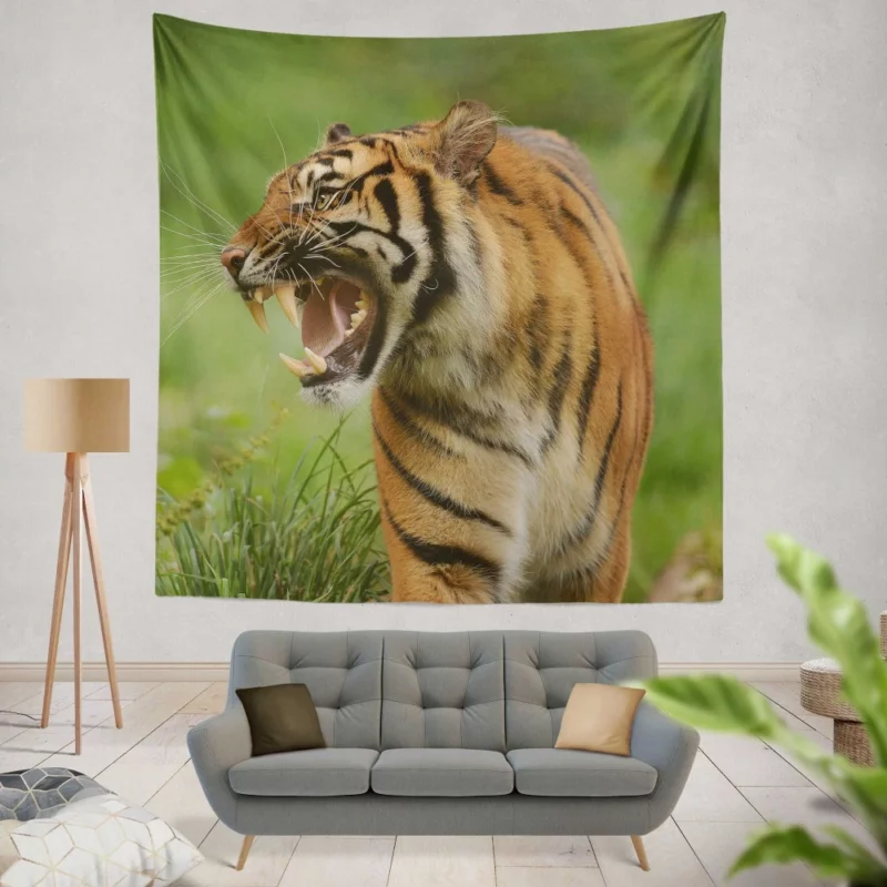 Tiger Roar Wilderness Dominance Wall Hanging Tapestry