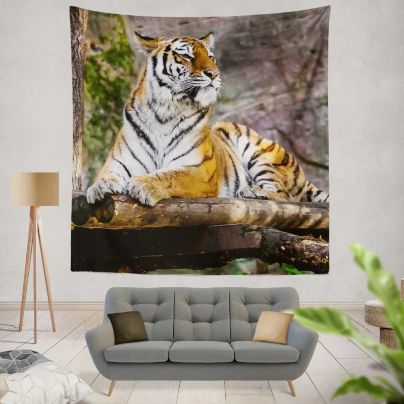 Tiger Zoo Majesty Striking Beauty Wall Hanging Tapestry