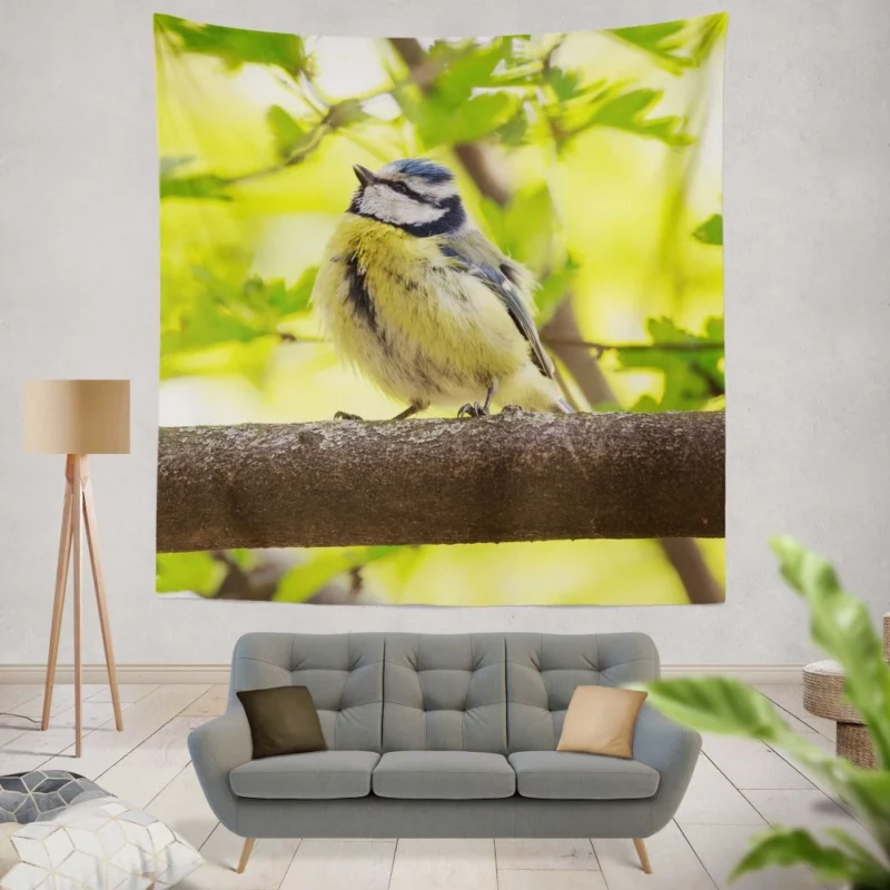 Titmouse Delicate Pose Branch Dweller Wall Hanging Tapestry