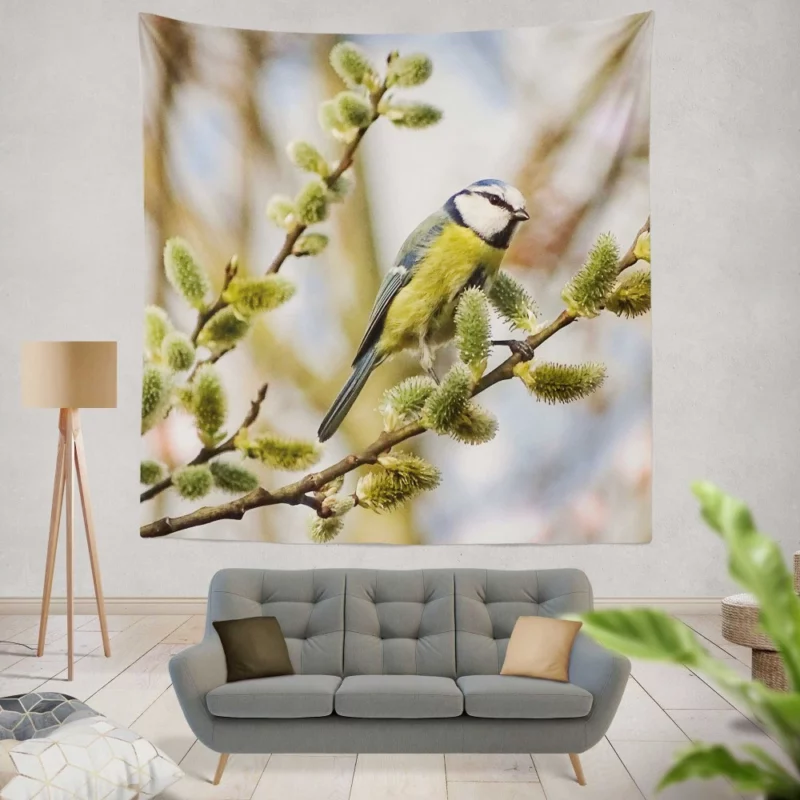 Titmouse Delicate Presence Aerial Beauty Wall Hanging Tapestry