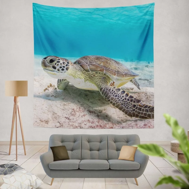 Turtle Underwater Adventure Sandy Realm Wall Hanging Tapestry