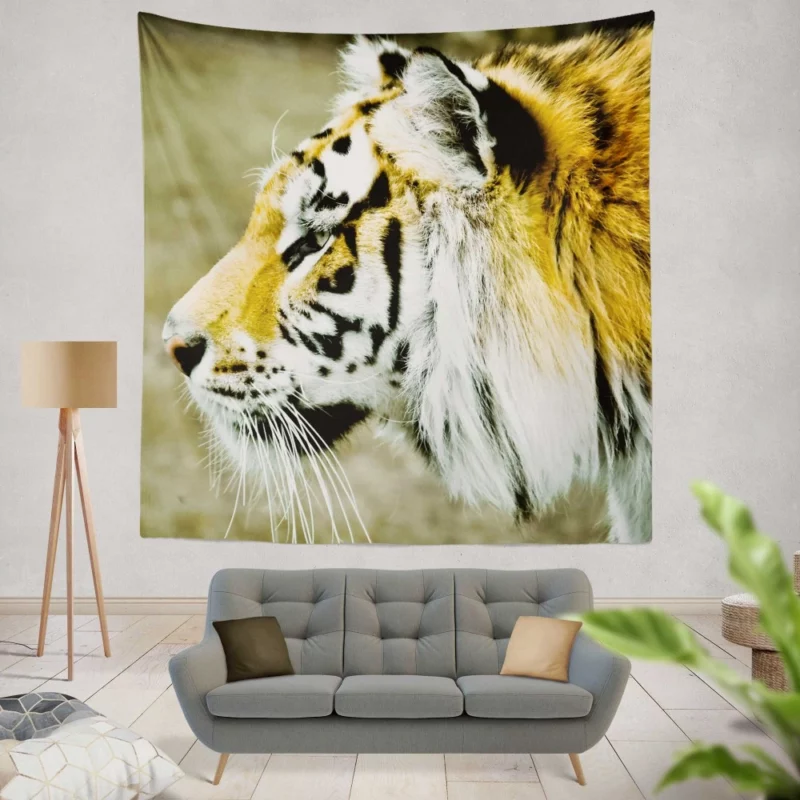 Untamed Gaze Tiger Fierce Stare Wall Hanging Tapestry