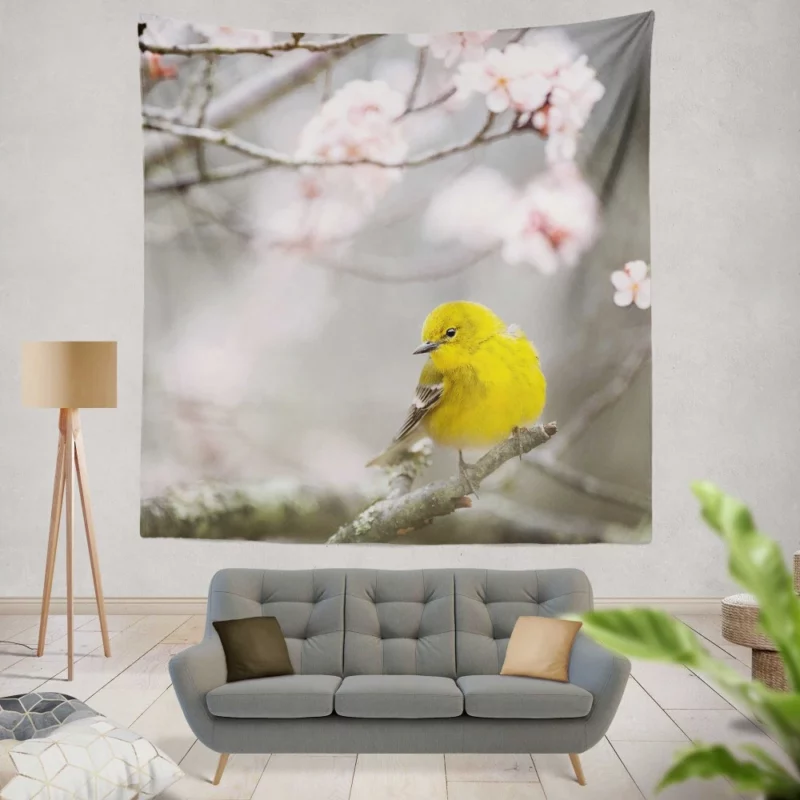 Warbler Melodic Tune Pine Dweller Wall Hanging Tapestry