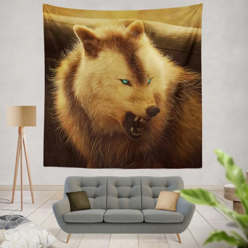 Werewolf meets Arctic Wolf A Fierce Encounter Wall Hanging Tapestry