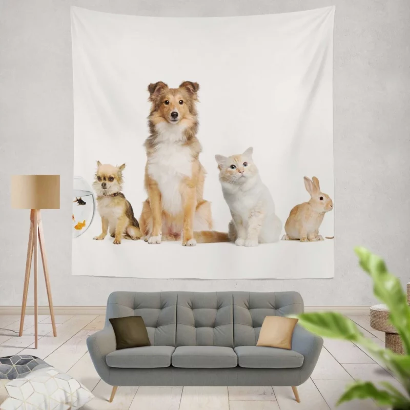 Whimsical Pets Ensemble Furry Bonds Wall Hanging Tapestry