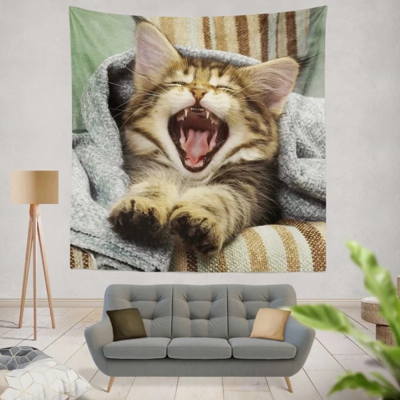 Whisker Charm Curious Cat Playfulness Wall Hanging Tapestry