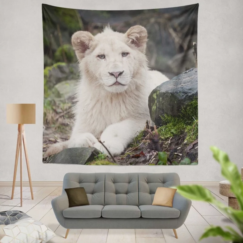 White Lion Majesty Regal Beauty Wall Hanging Tapestry