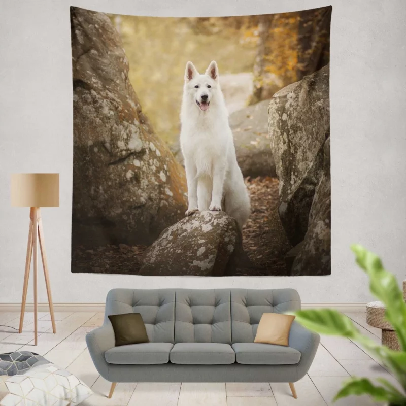 White Shepherd Depth of Field Elegance Wall Hanging Tapestry