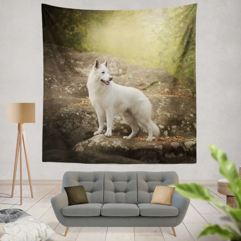 White Shepherd Enigmatic Persona Wall Hanging Tapestry