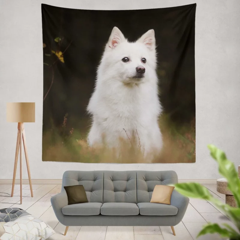 White Shepherd & Eskimo Play Canine Joy Wall Hanging Tapestry