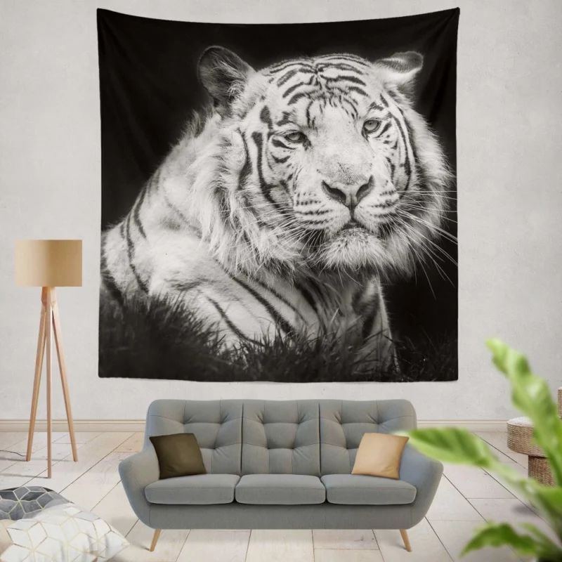 White Tiger Black & White Beauty Wall Hanging Tapestry