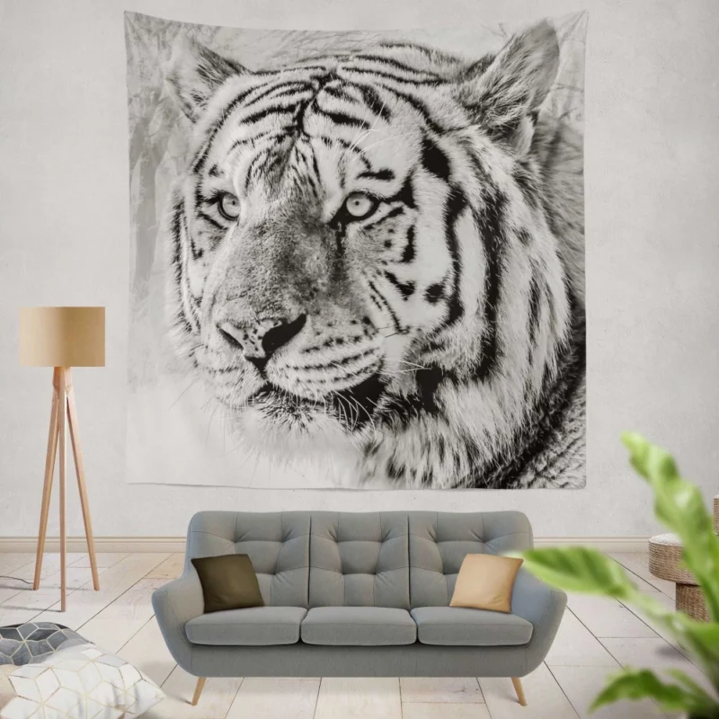 White Tiger Majestic Gaze Wall Hanging Tapestry