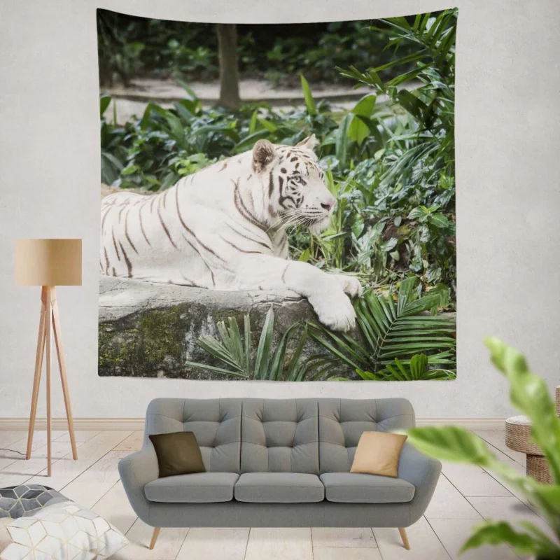 White Tiger Zoo Majesty Striking Beauty Wall Hanging Tapestry