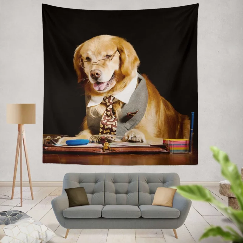 Wholesome Golden Retriever Essence Wall Hanging Tapestry