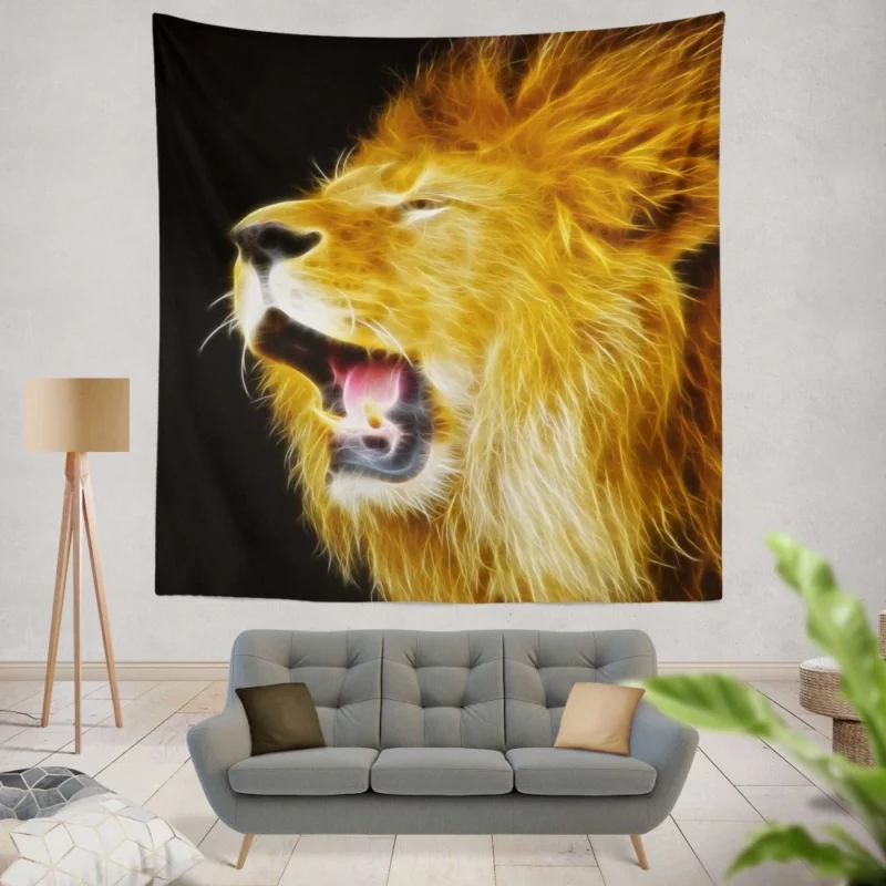 Wild Dominance Lion in Its Habitat Wall Hanging Tapestry