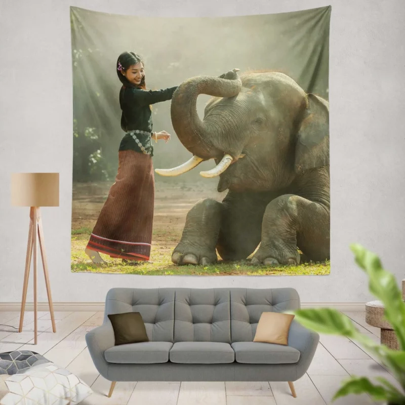 Willow Shields with Asian Elephant Grace & Majesty Wall Hanging Tapestry