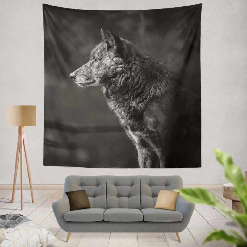 Wolf Black & White Muzzle Fierce Charm Wall Hanging Tapestry