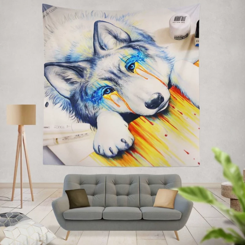 Wolf Fierce Gaze Wall Hanging Tapestry