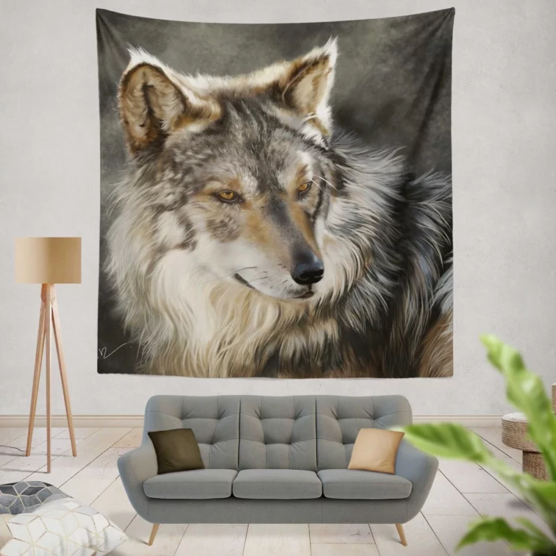 Wolf Intense Gaze Wilderness Majesty Wall Hanging Tapestry