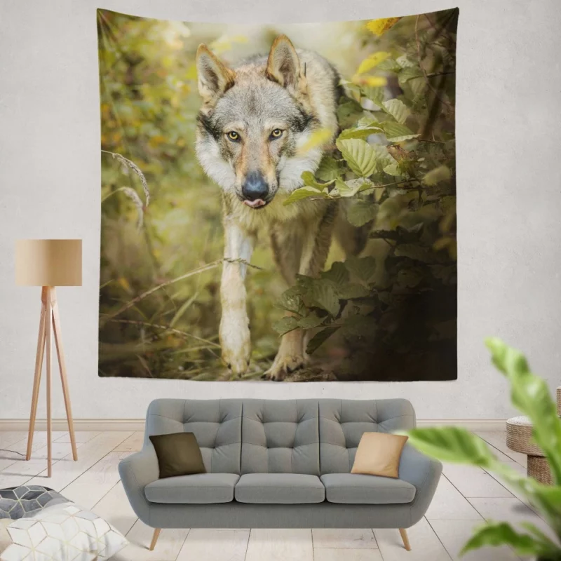 Wolf in Forest Majestic Wilderness Wall Hanging Tapestry