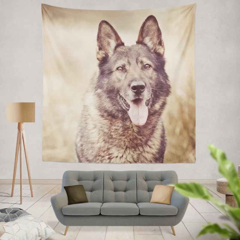 Wolfdog Loyal Stance Canine Companion Wall Hanging Tapestry